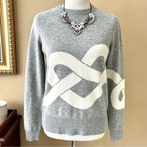 REPEAT 100% Cashmere Silver Edition Intarsia Sweater in Grey Knot Size XS
